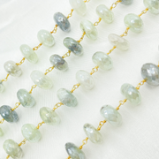 Coated Prehnite Gold Plated Wire Chain.